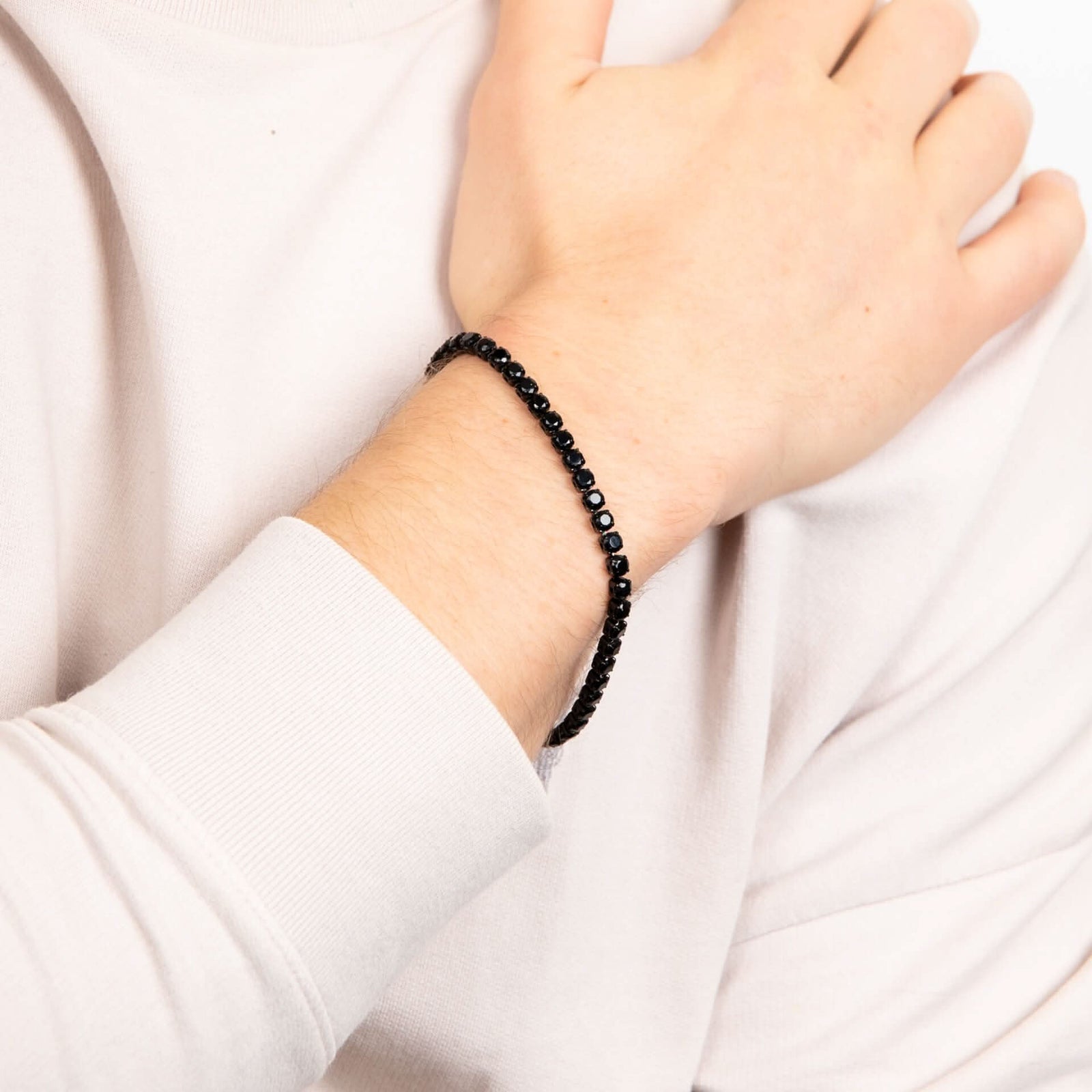 Black Stainless Steel Zirconia Tennis 21.5cm Bracelet B5564B