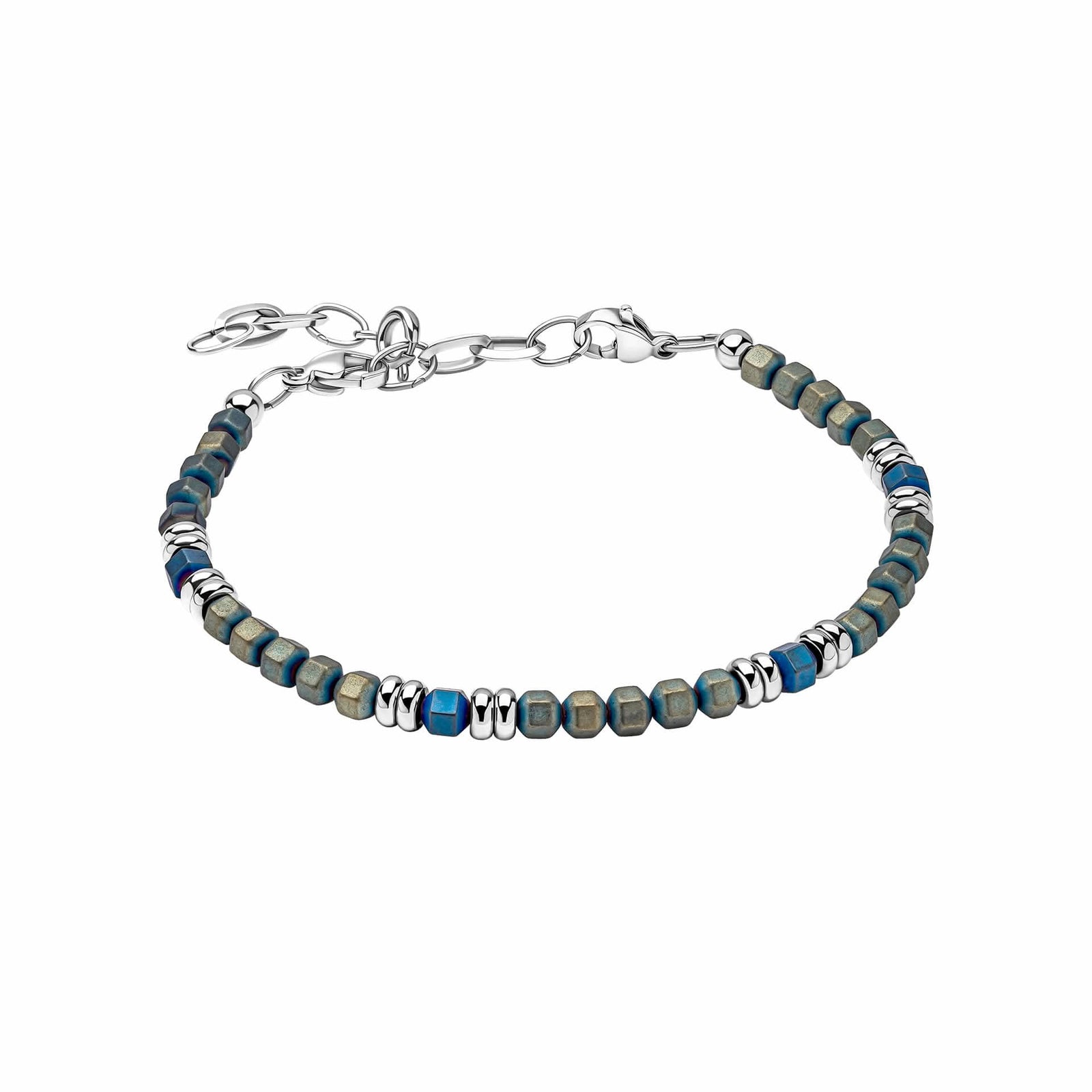 Hematite Blue Green Bead Adjustable 18-23cm Bracelet B5567L