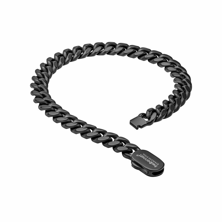 Stainless Steel Black Brushed Curb Chain 21.5cm Bracelet B5569B