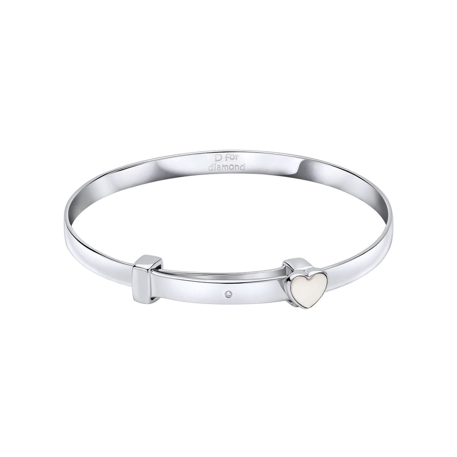 Adjustable Sterling Silver Heart Bangle B5577P