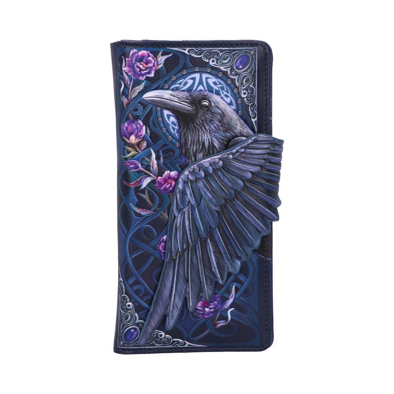 Ravens Flight Black Wing Floral Embossed Purse Wallet B5629T1