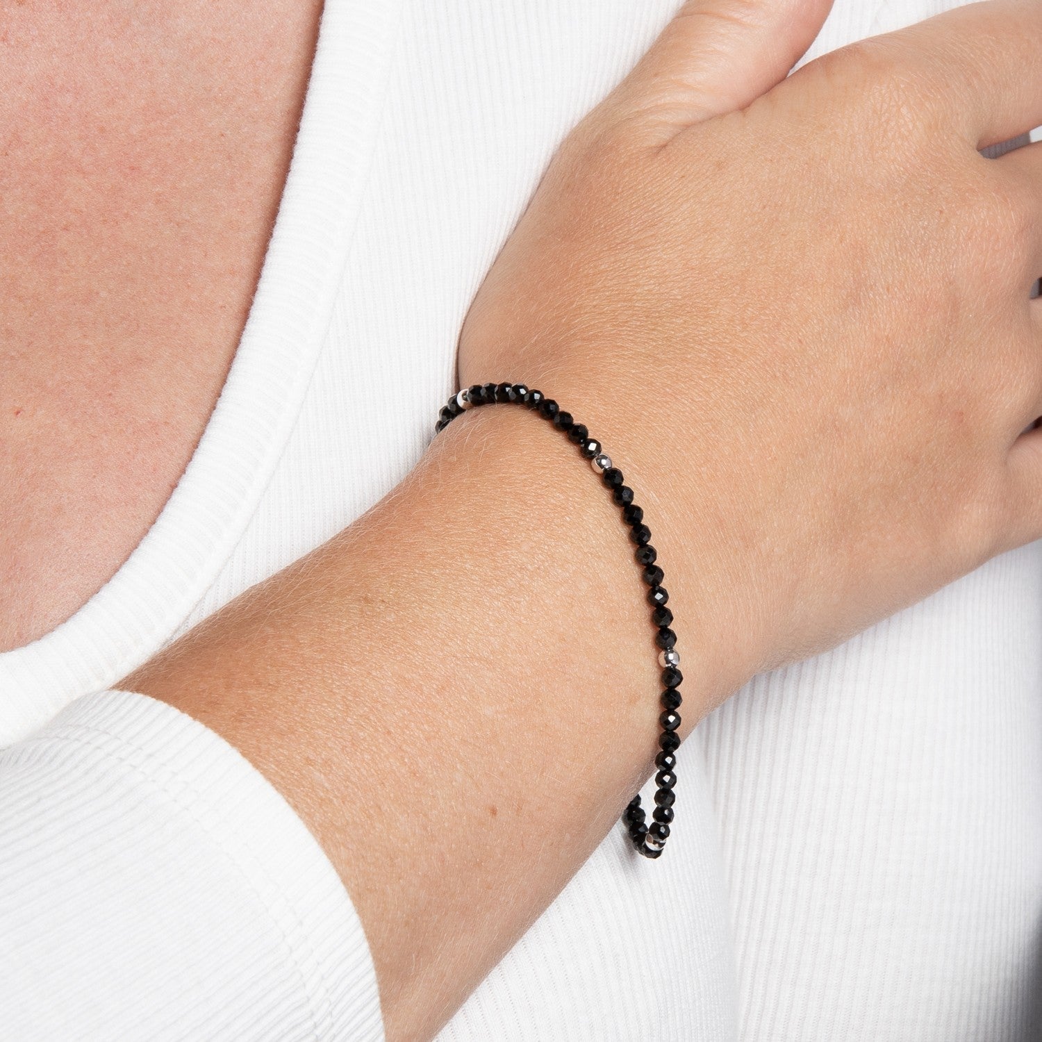 Beginnings Sterling Silver Black Spinel Bracelet B5668B