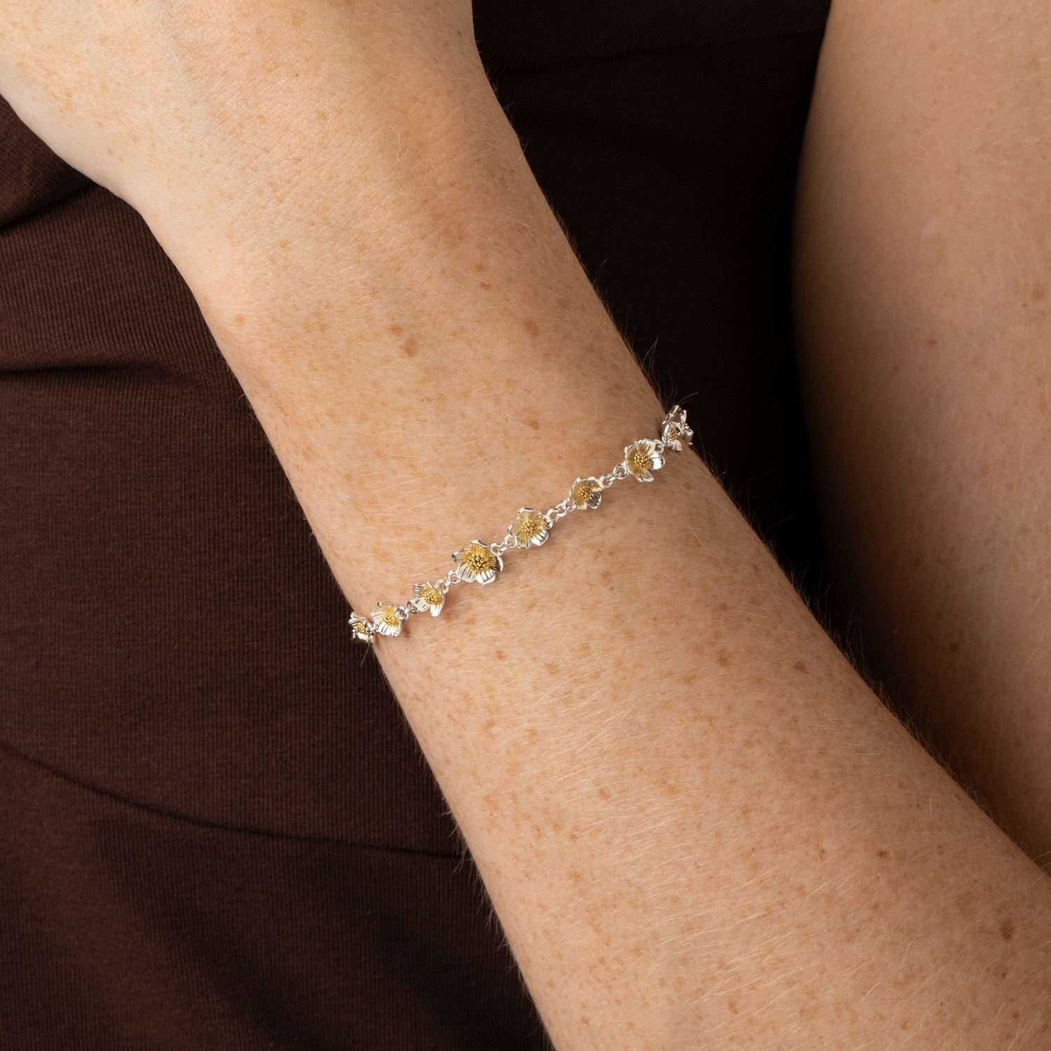 Laura Ashley Mathilde Mural Two Tone Floral Tennis Bracelet B5681