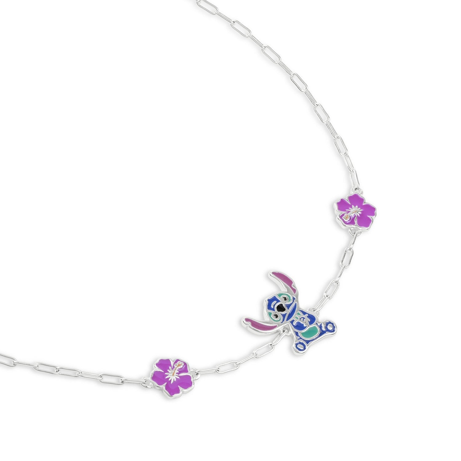 Disney Sterling Silver 925 6.5"+1" Enamel Stitch Bracelet B902414SL-65.PH