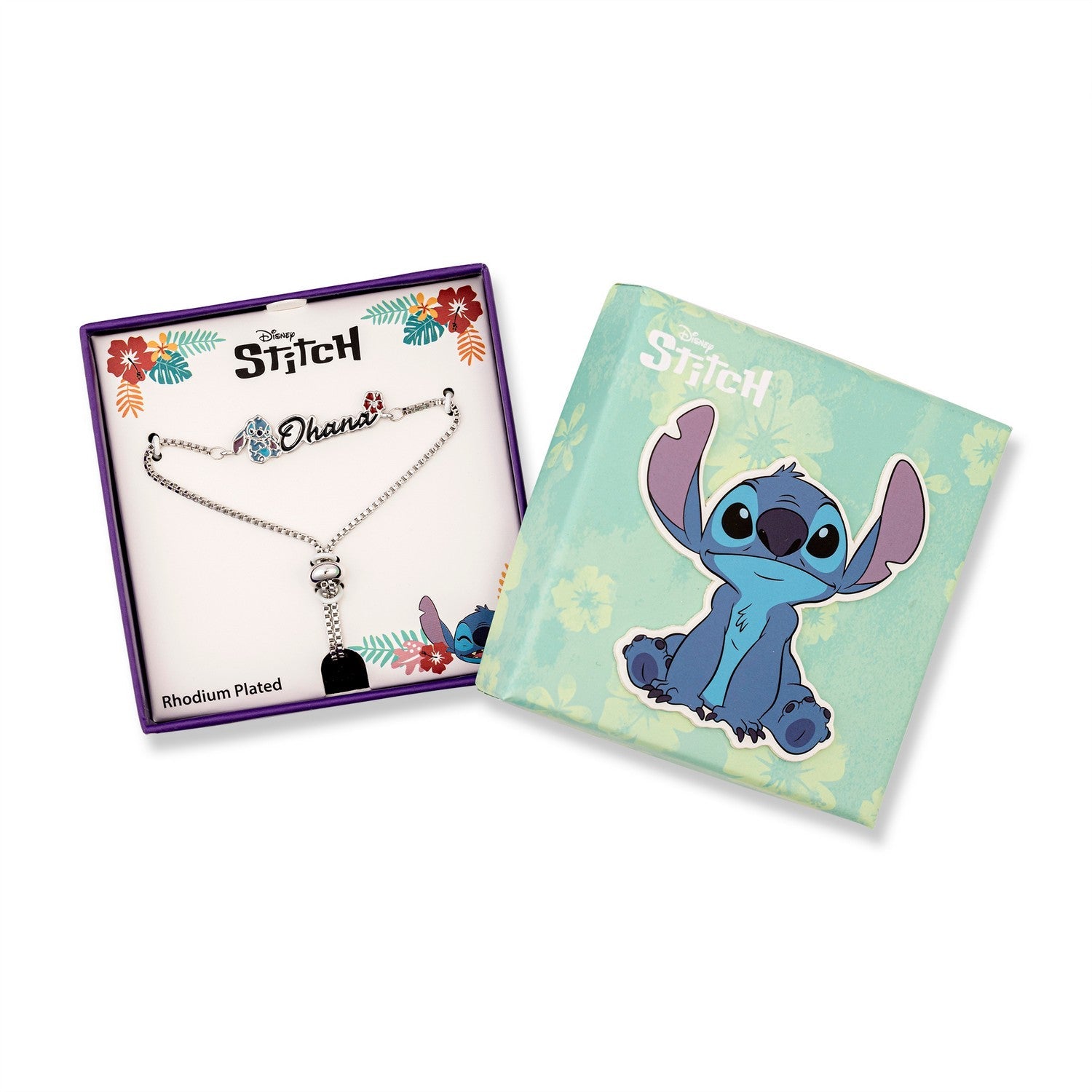 Disney Brass Stitch Ohana Lariat Imitation Rhodium Bracelet BF00662RL.PA