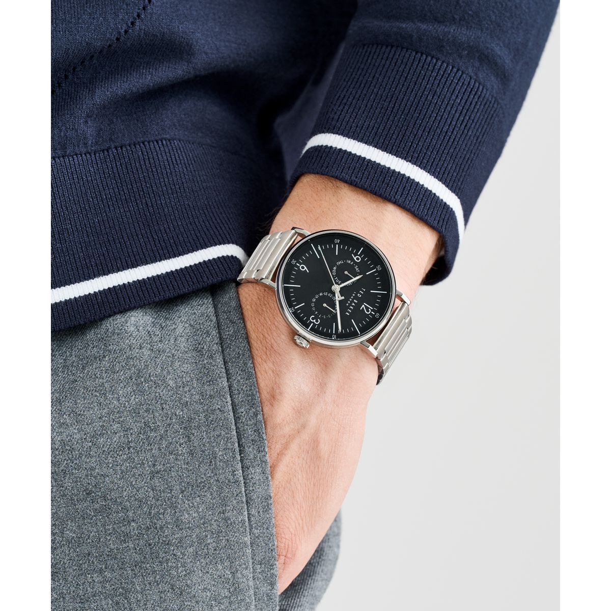 Ted Baker Men’s Phylipa Gents 41 mm Black Dial Mesh Bracelet Watch BKPPGF406