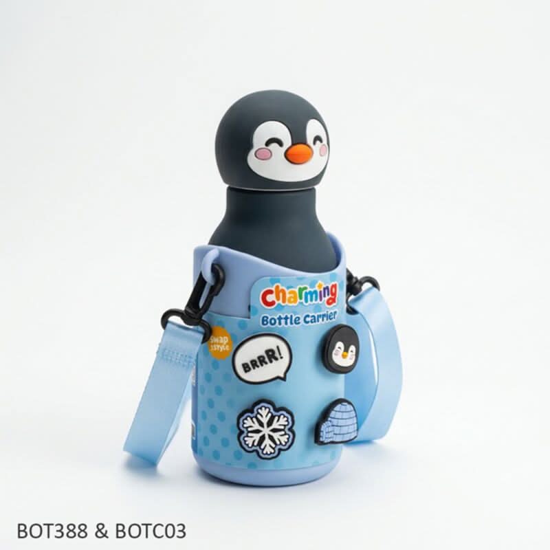 Adoramals Nico the Pengiun Silicone Bottle Carrier with 4 Charms BOTC03