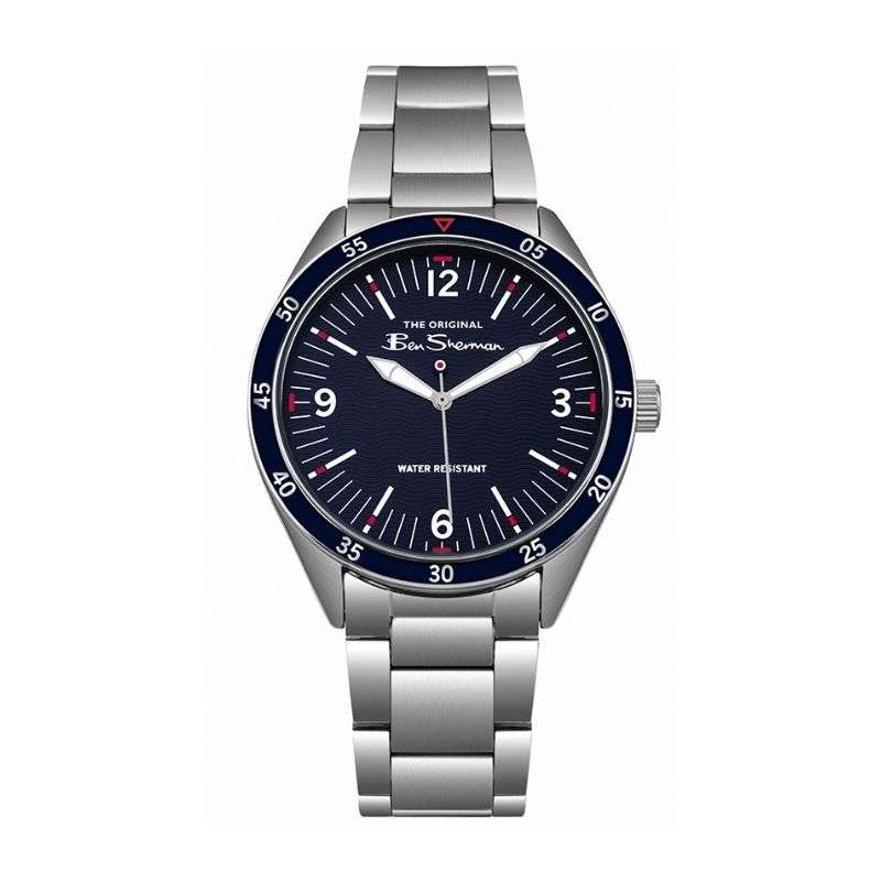 Ben Sherman Silver Stainless Steel Bracelet Watch Blue Dial Gents Watch BS007USM