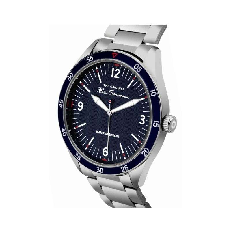 Ben Sherman Silver Stainless Steel Bracelet Watch Blue Dial Gents Watch BS007USM
