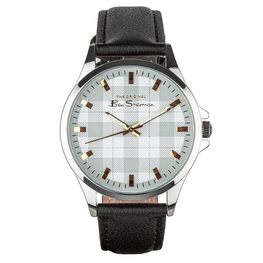 Ben Sherman Black Strap White Check Dial Gents Watch BS092B