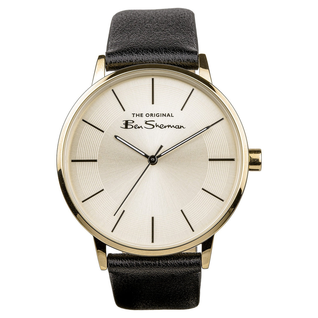 Ben Sherman Black Strap Gold Sunray Dial Gents Watch BS099B