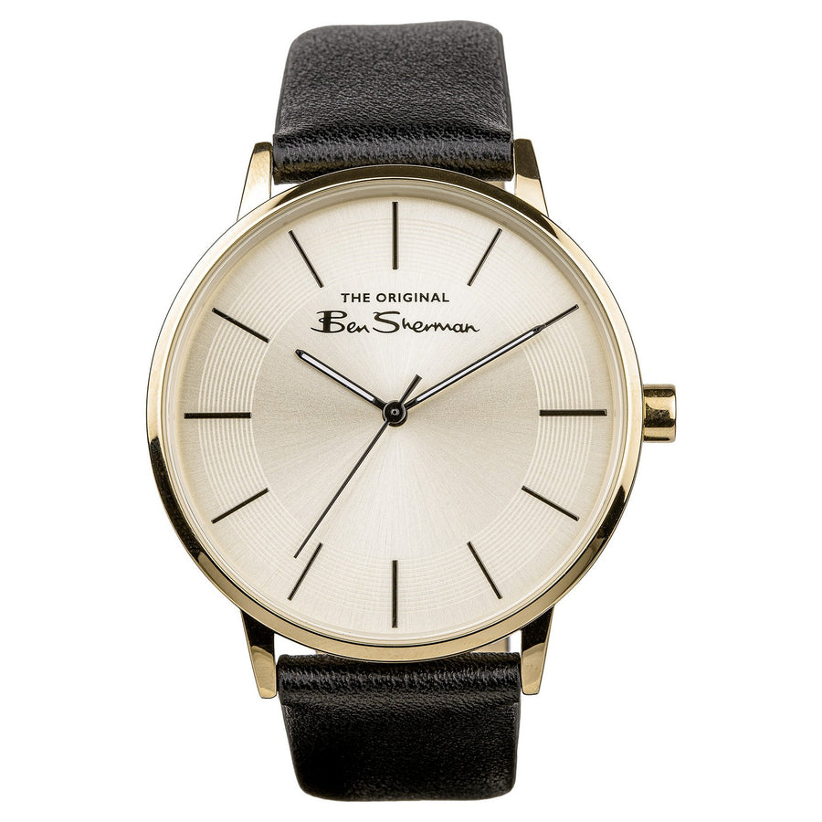 Ben Sherman Black Strap Gold Sunray Dial Gents Watch BS099B