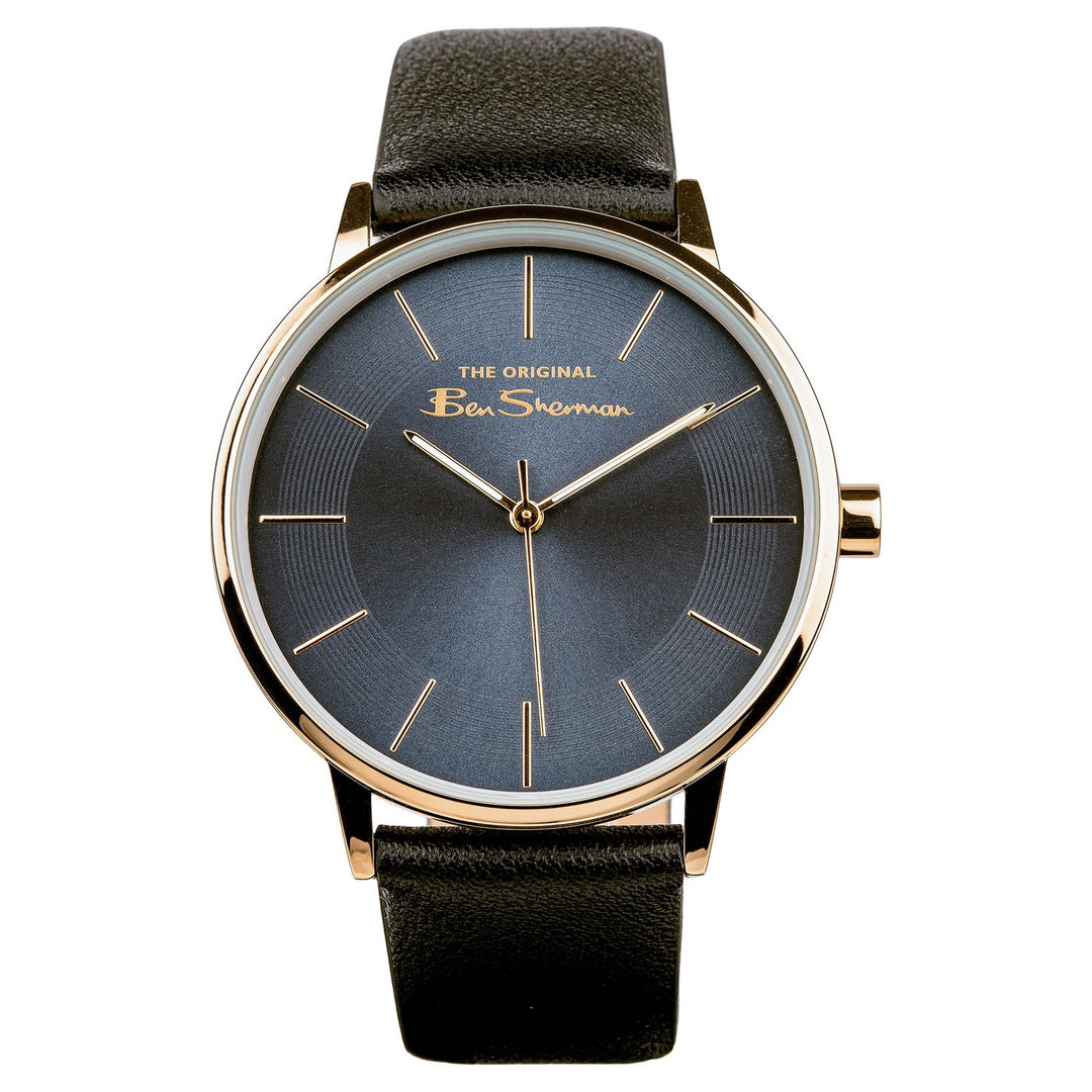 Ben Sherman Black Strap Blue Sunray Dial Gents Watch BS099UB