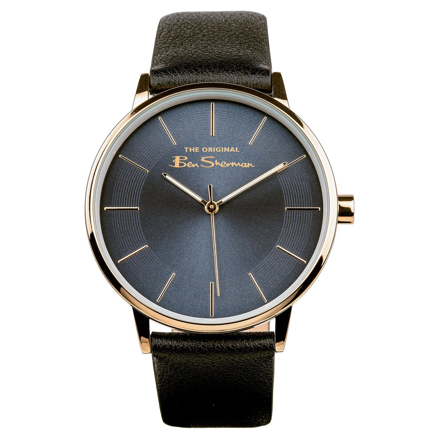 Ben Sherman Black Strap Blue Sunray Dial Gents Watch BS099UB