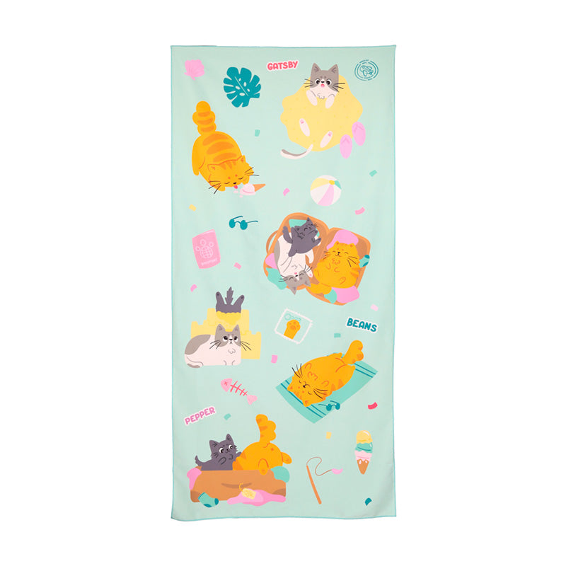Beans & Co Cats Microfibre Beach Towel BTOW11