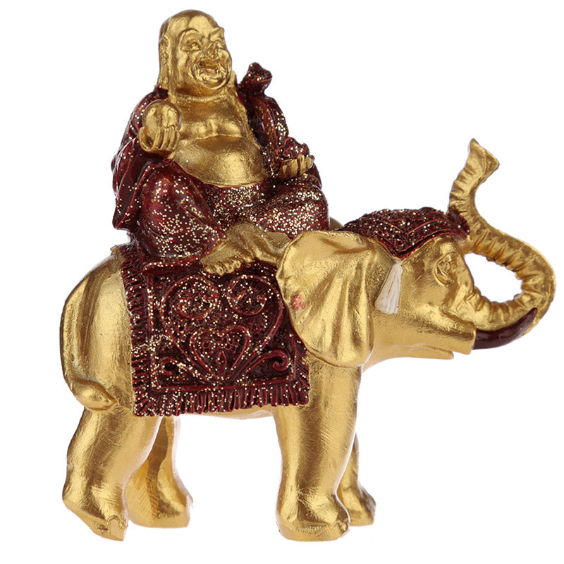 Lucky Buddha Sitting on Glitter Elephant BUD316