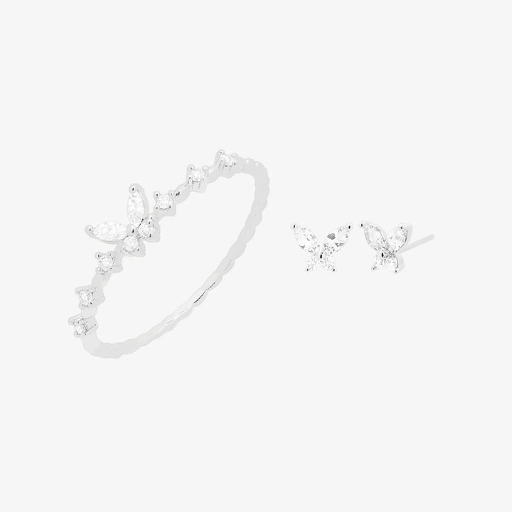 Butterfly Set In Silver-0