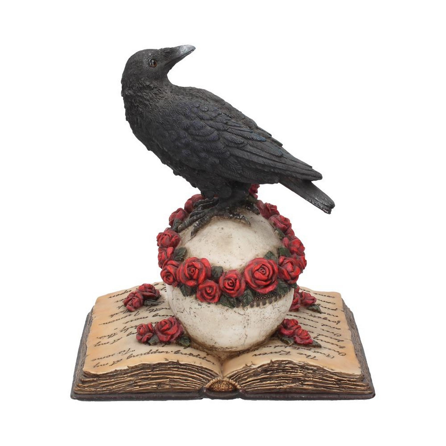Heartaches Reflection Raven Figurine Skull Rose Valentine Ornament C0748C4