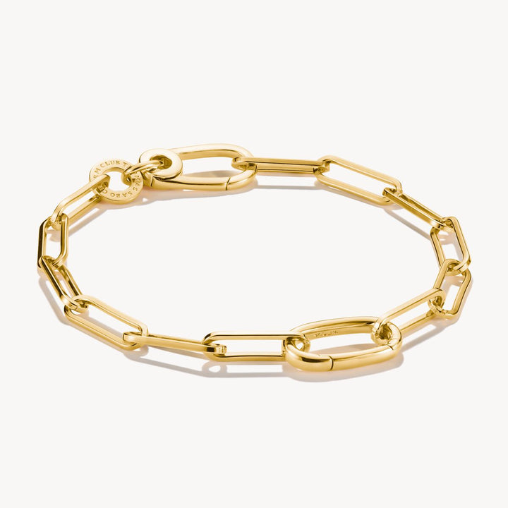 Thomas Sabo Charm Club Charming Connect Gold Plated Paperclip Link Bracelet C1205-413-39