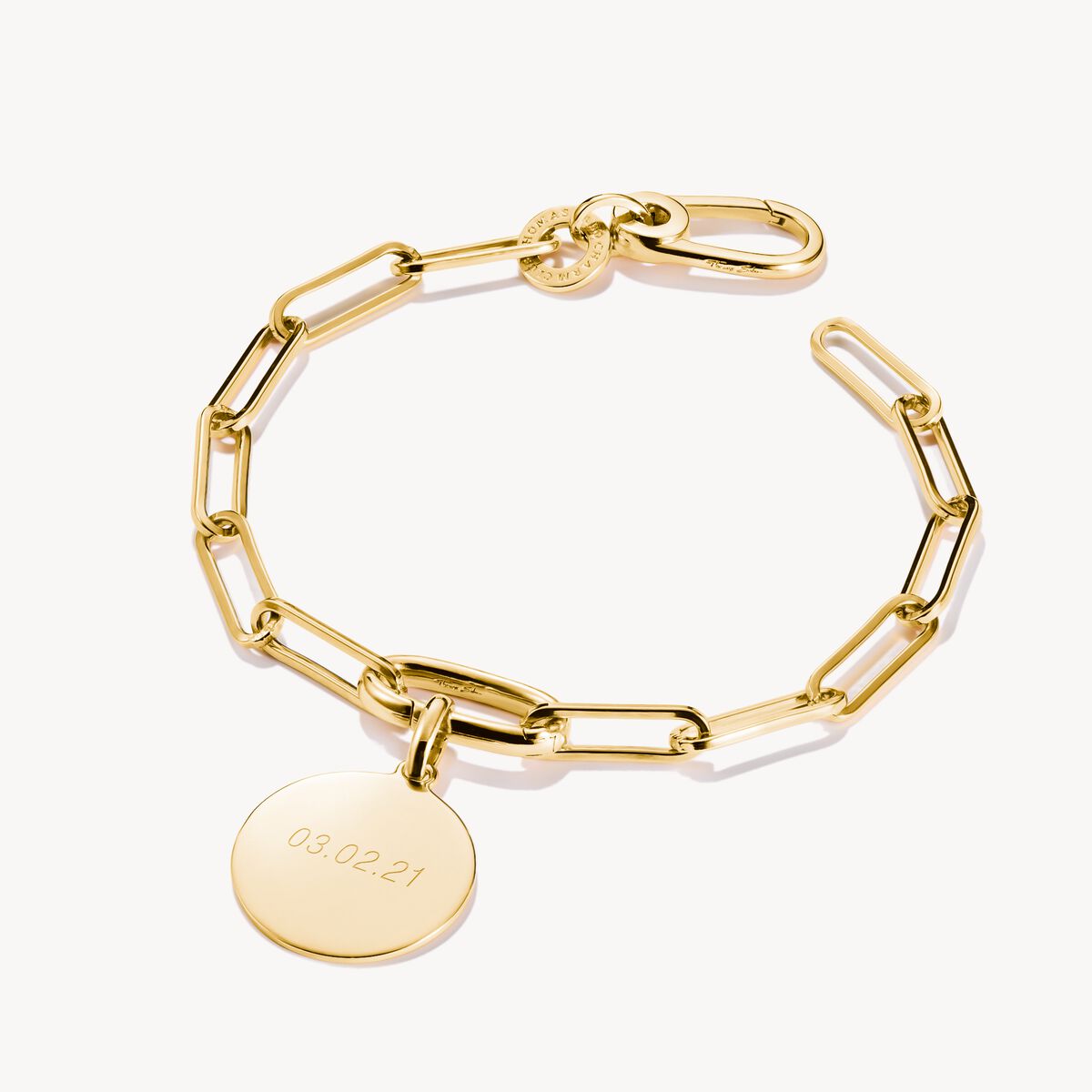 Thomas Sabo Charm Club Charming Connect Gold Plated Paperclip Link Bracelet C1205-413-39