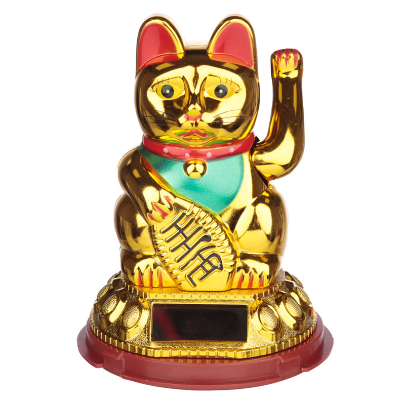 Maneki Neko Golden Lucky Waving Cat Solar Pal CAT196