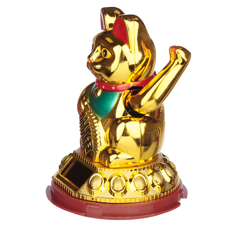 Maneki Neko Golden Lucky Waving Cat Solar Pal CAT196