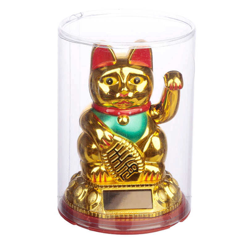 Maneki Neko Golden Lucky Waving Cat Solar Pal CAT196