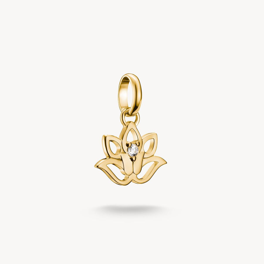 Thomas Sabo Charm Club Charming Connect Gold Plated Lotus Flower With Stone Charm CC1204-414-14