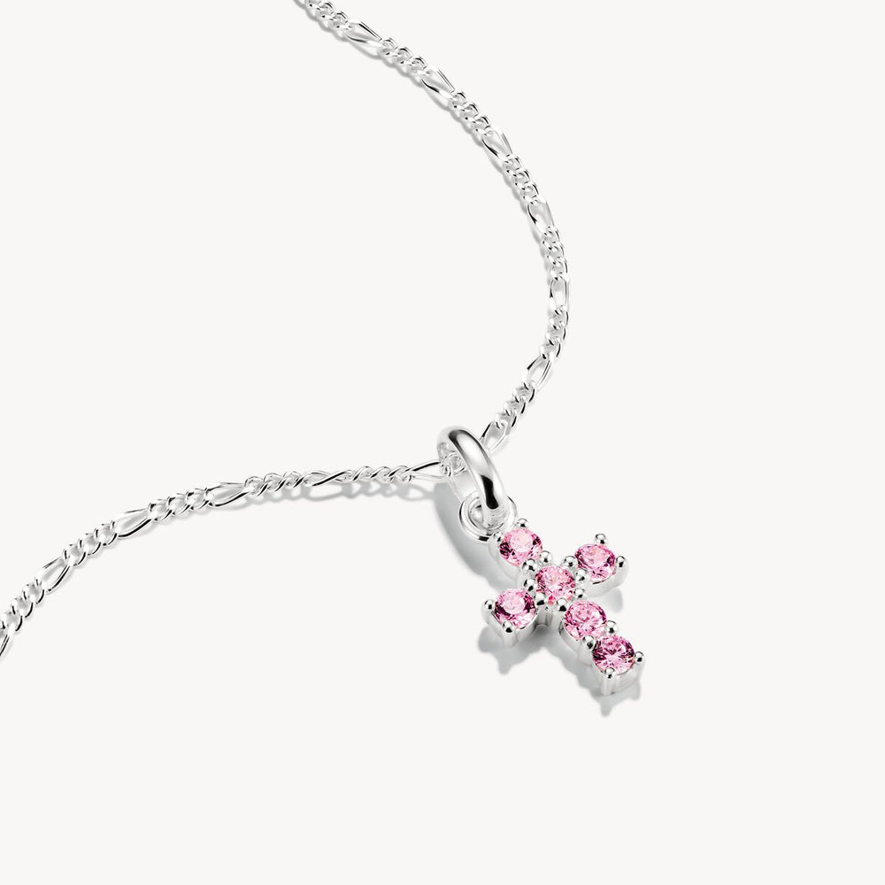 Thomas Sabo Charm Club Charming Connect Sterling Silver Cross With Pink Stones Charm CC1206-051-9