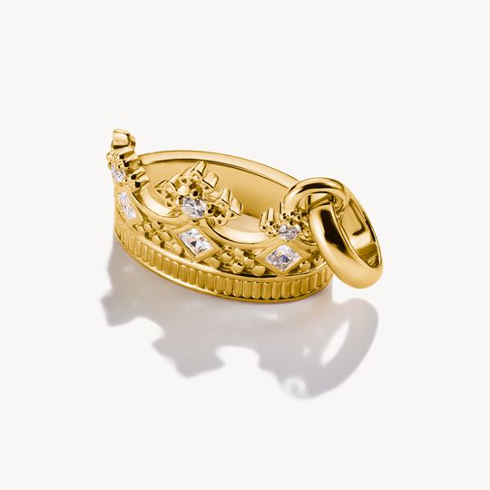 Thomas Sabo Charm Club Charming Connect Gold Plated Crown With Stones Charm CC1247-414-14