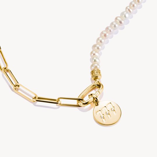 Thomas Sabo Charm Club Charming Connect Gold Plated Angel Number 777 With Stones Charm CC1254-414-14