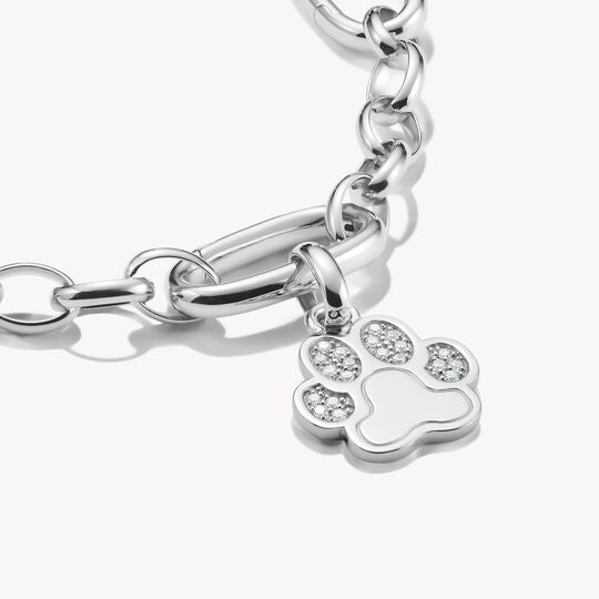 Thomas Sabo Charm Club Charming Connect Sterling Silver Paw Print With Stones Charm CC1259-051-14
