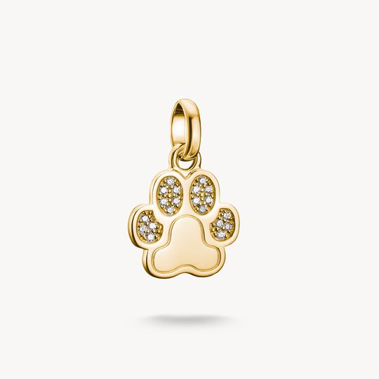 Thomas Sabo Charm Club Charming Connect Gold Plated Paw Print With Stones Charm CC1259-414-14