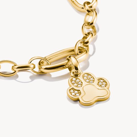 Thomas Sabo Charm Club Charming Connect Gold Plated Paw Print With Stones Charm CC1259-414-14