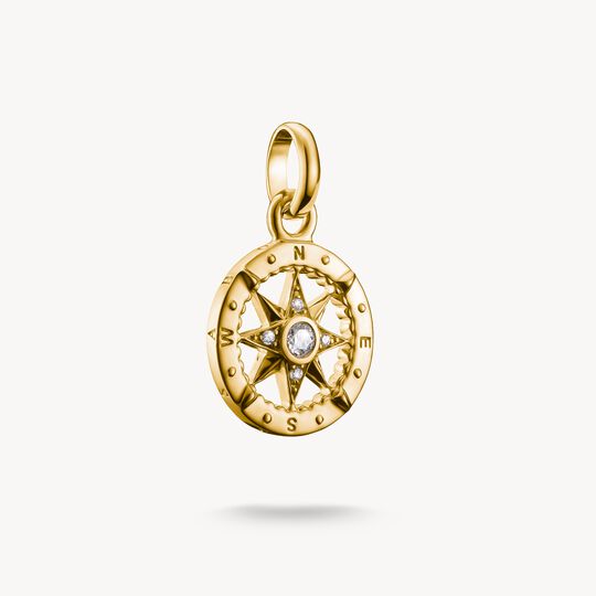 Thomas Sabo Charm Club Charming Connect Gold Plated Compass With Stones Charm CC1261-414-14
