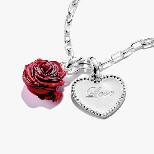 Thomas Sabo Charm Club Charming Connect Sterling Silver Red Rose Blossom Charm CC1263-007-10