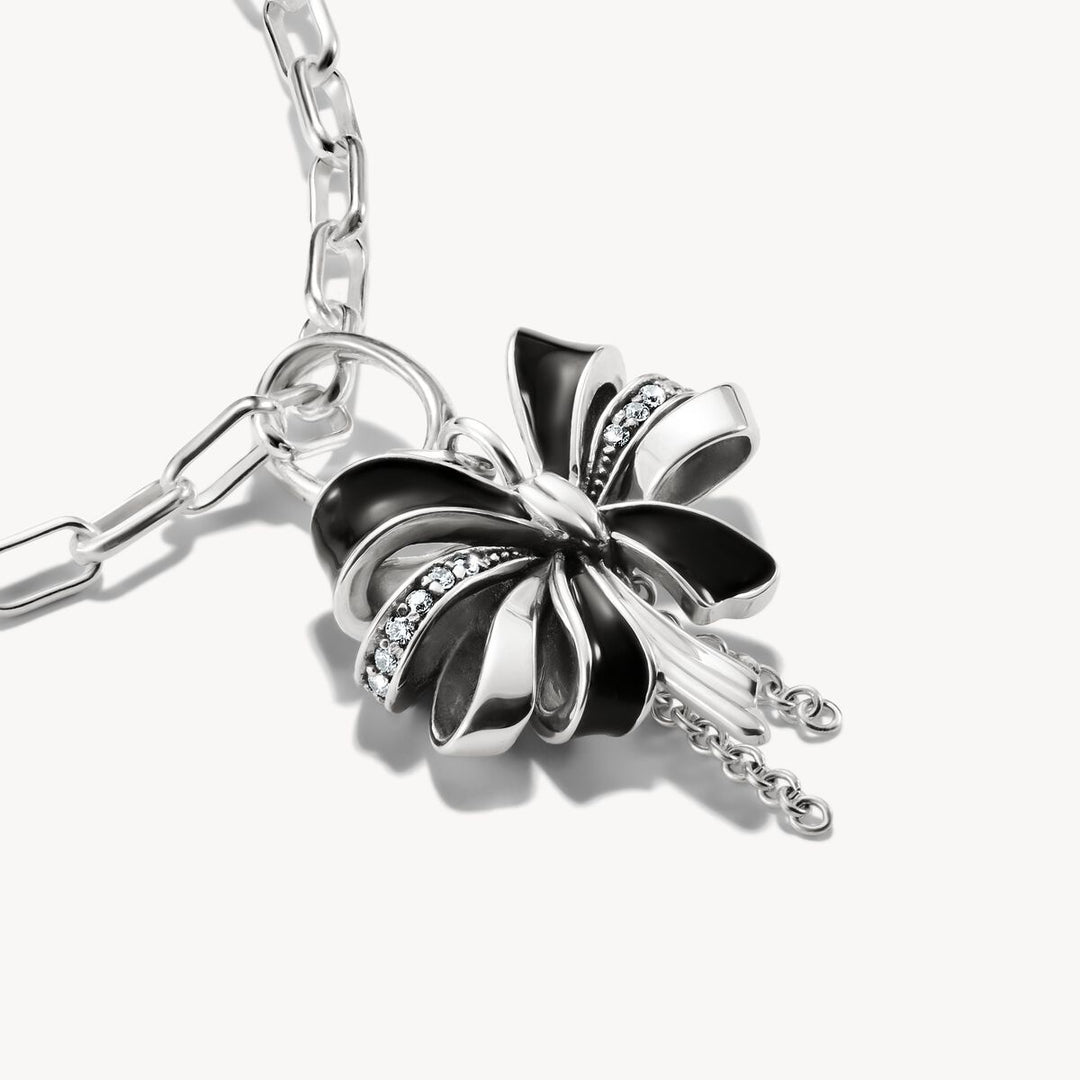 Thomas Sabo Charm Club Charming Connect Sterling Silver Black Bow Charm CC1288-691-11