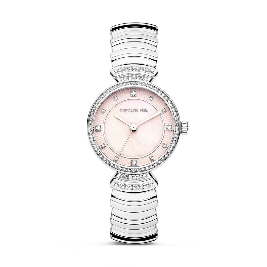 Cerruti Silver Bracelet Pink Pearl Dial Watch CIWLG2225101