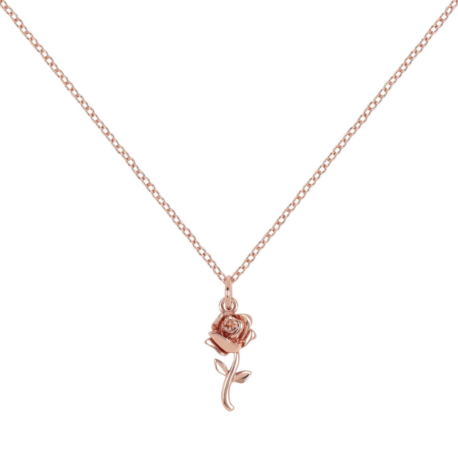 Disney Princess Beauty & The Beast Yg Stone Set Rose Necklace CF01129PL-Q.PH