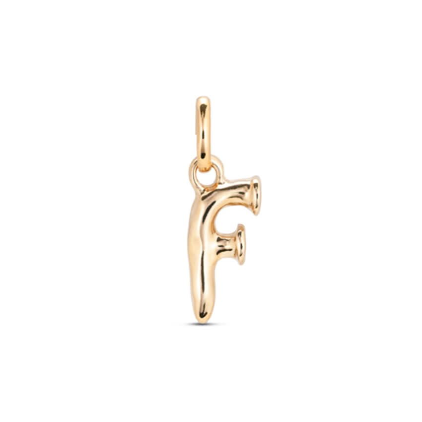 Gimme Me A Letter F Golden Metal Charm CHA0032ORO0000U