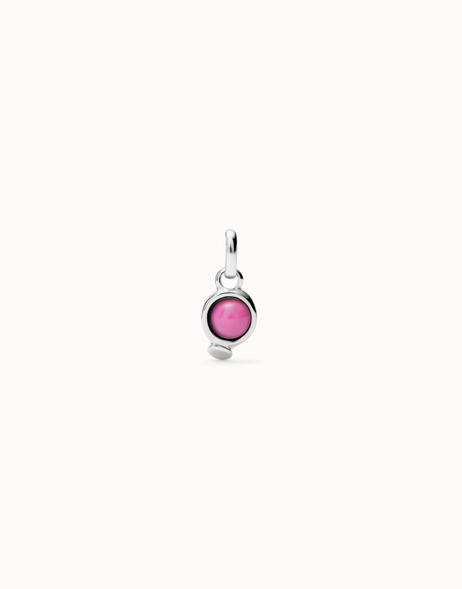 Sterling Silver Plated Hazte Pink Stone Charm CHA0267RSAMTL0U