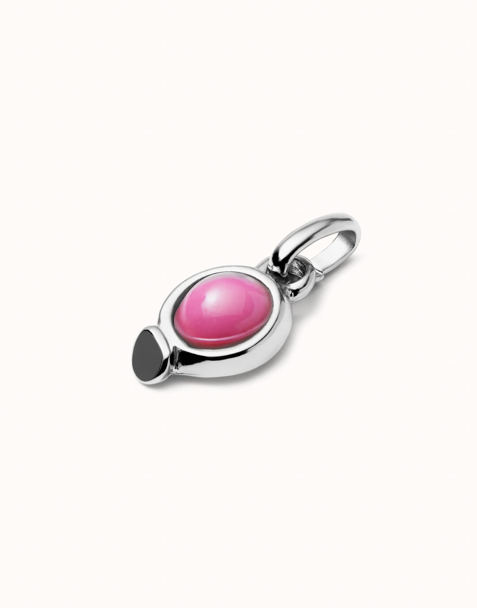 Sterling Silver Plated Hazte Pink Stone Charm CHA0267RSAMTL0U