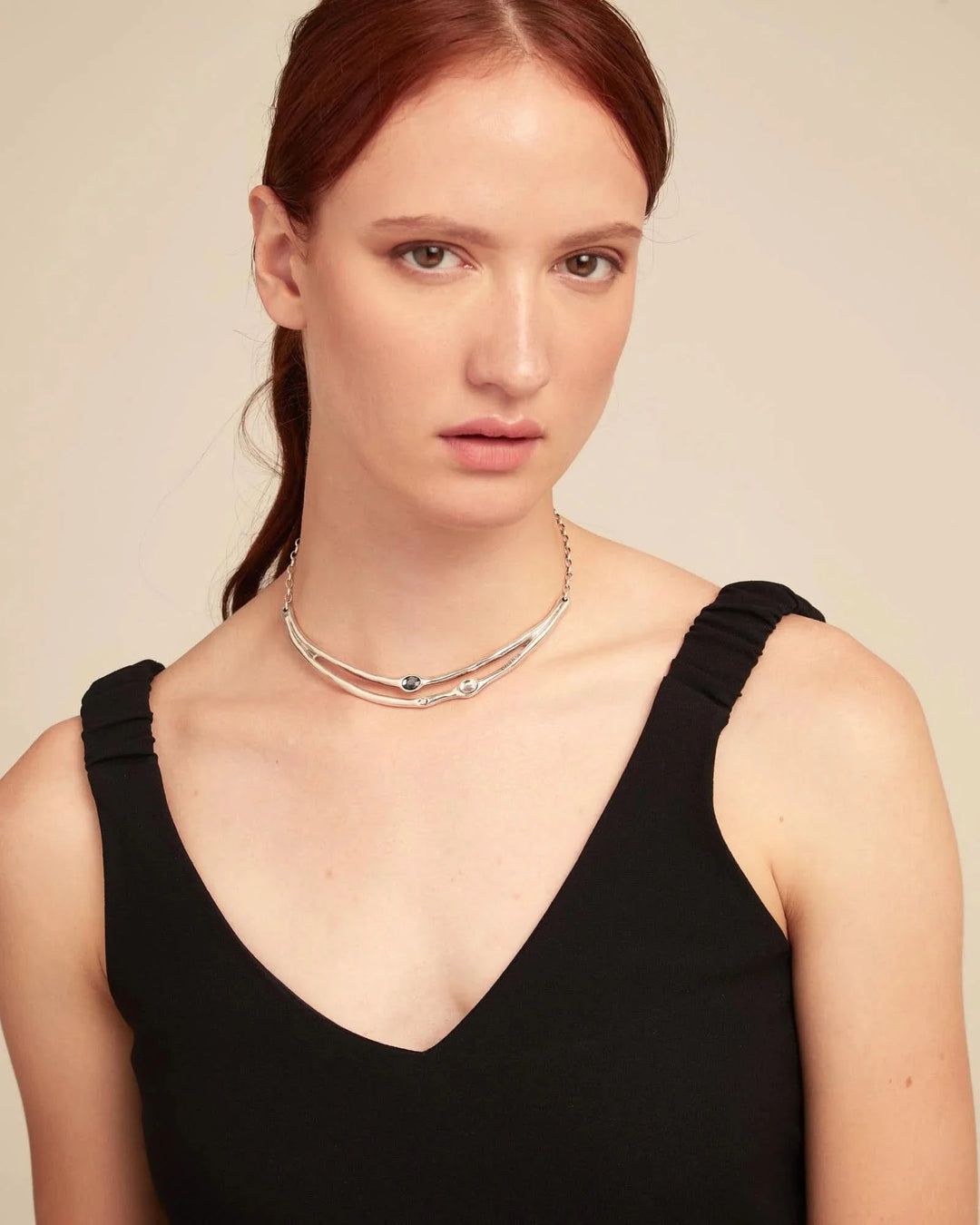 Sunshine Silver Plated Rigid Grey White Pink Faceted Crystal Necklace COL1927MCLMTL0U