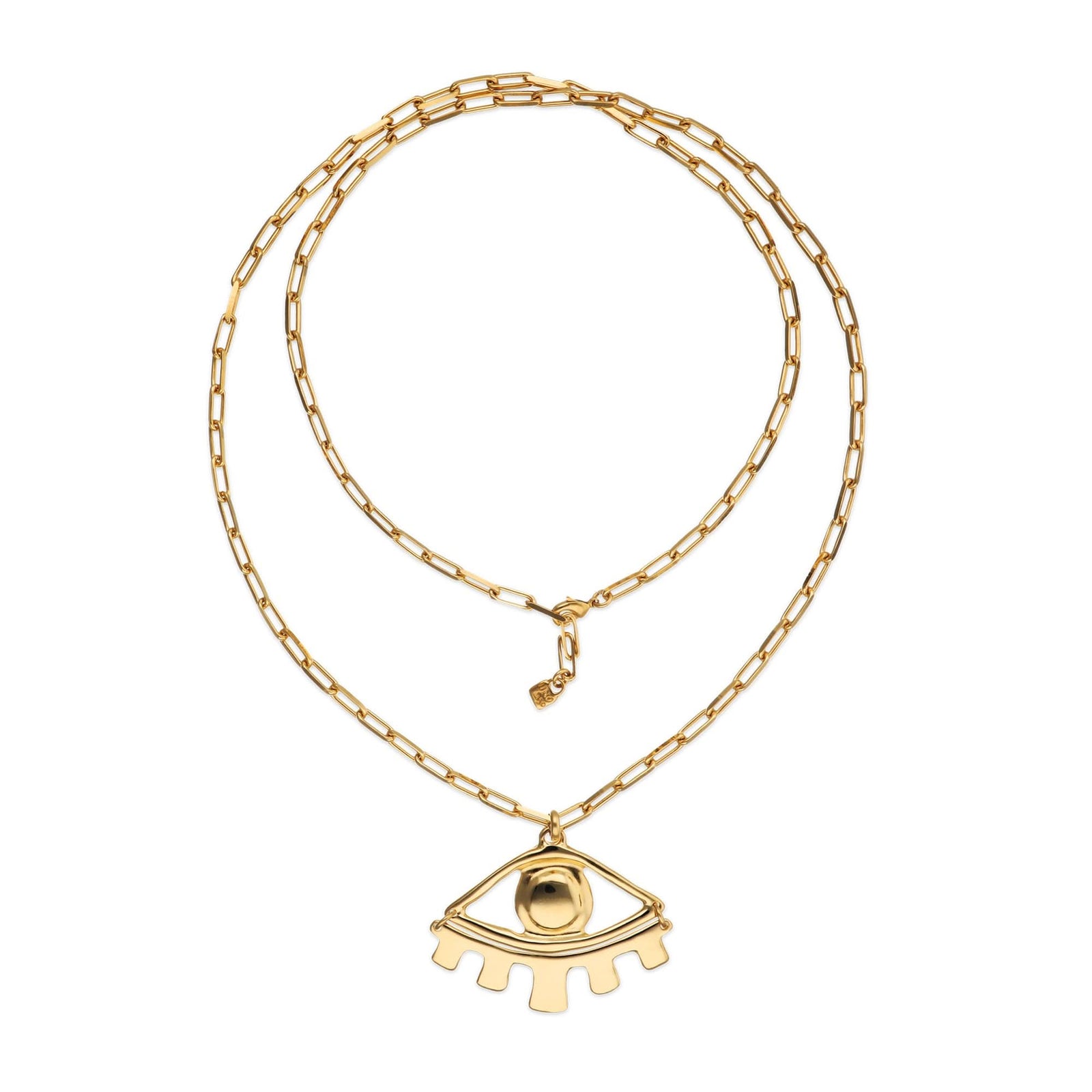 Metal Alloy Gold 18K Big Eye Detail Long Necklace COL2034ORO000