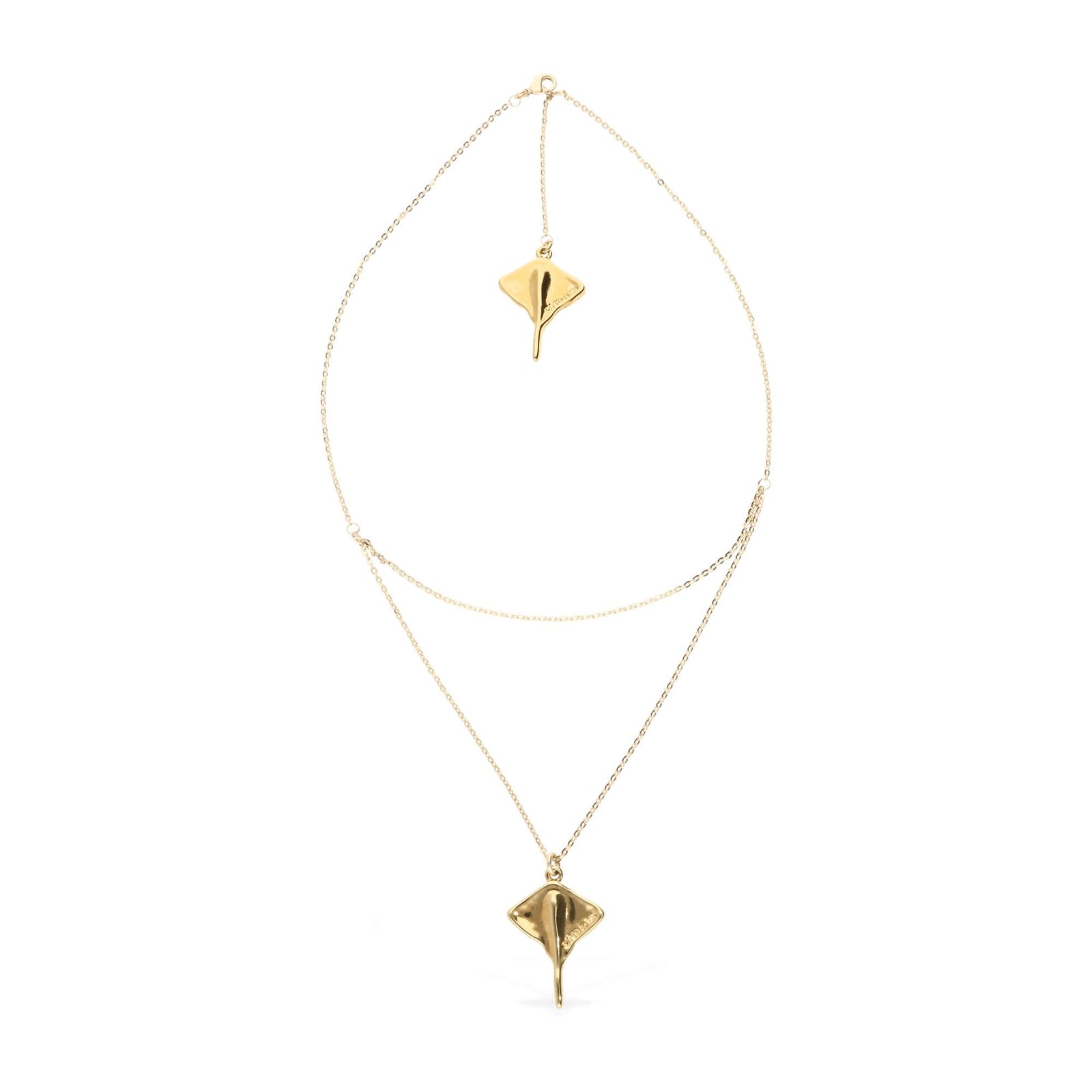 Metal Alloy 18K Gold Plated Double Short Chain Stingray Pendant COL2043ORO000