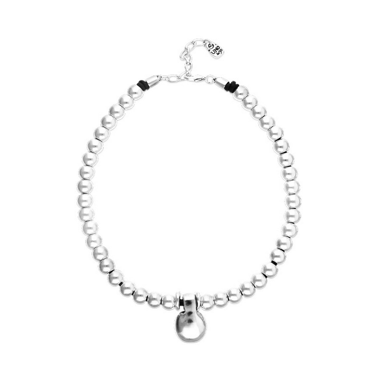 Medium Sterling Silver Alloy Shapes Of Balls And Big Shaped Ball Necklace COL2045MTL000