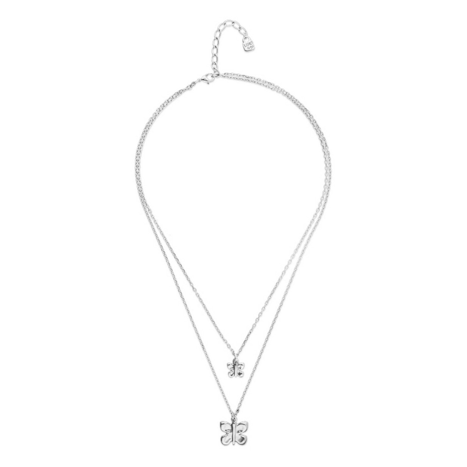 Double Butterflies And Pear Plated In Sterling Silver Necklace COL2057MTL000