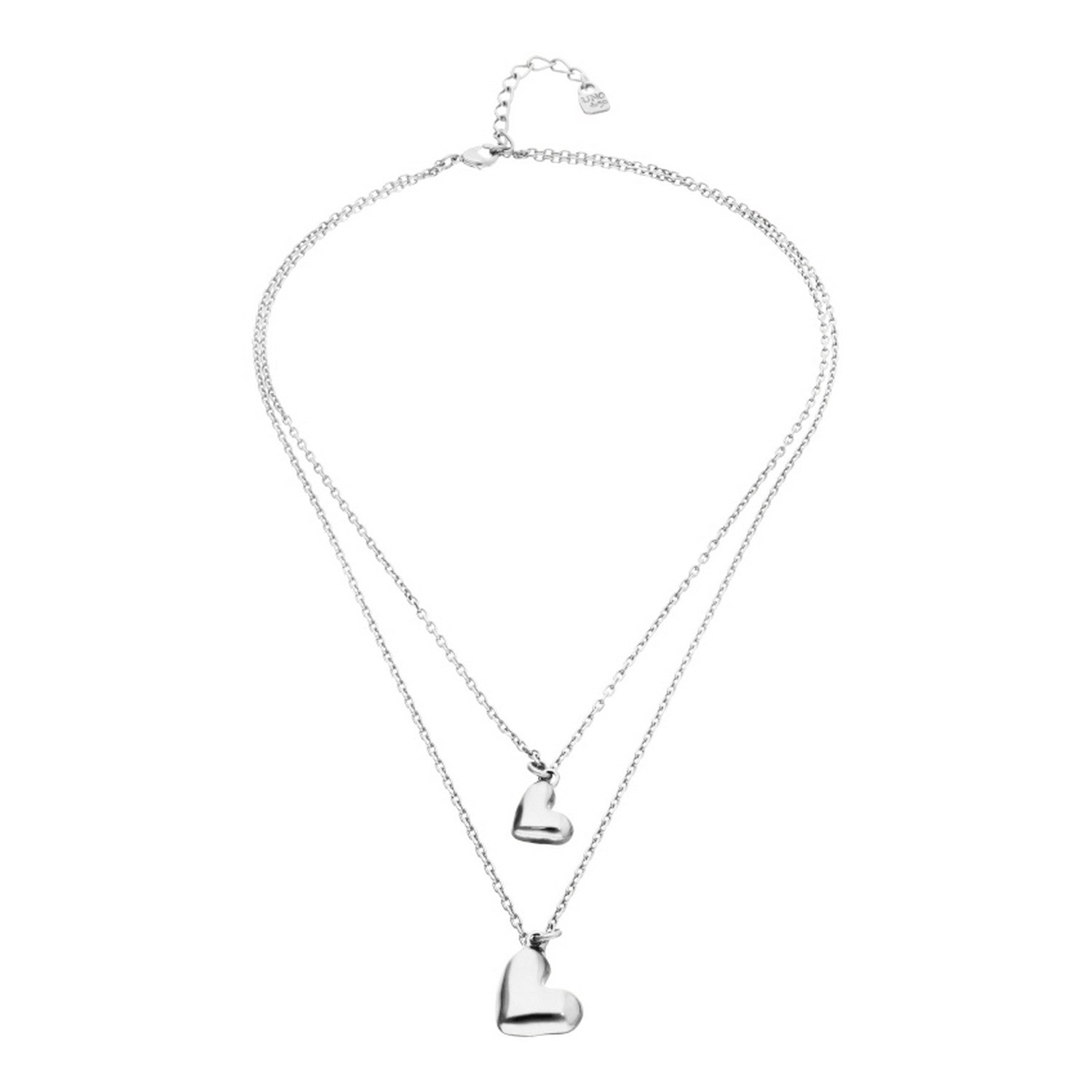 Sterling Silver Double Plated Two Hearts Necklace COL2070MTL000