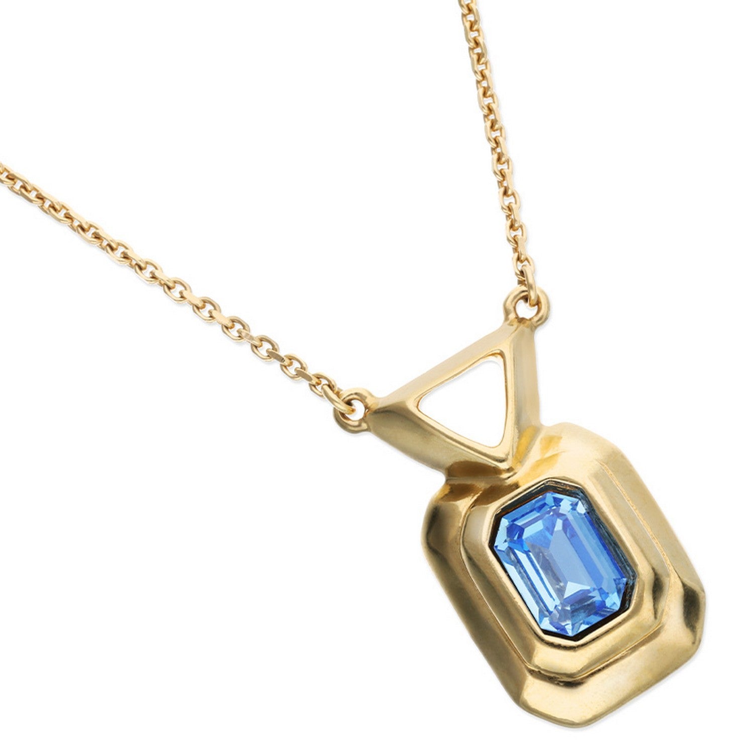 18K Gold Plated Blue Faceted Crystal Necklace COL2071AZUORO