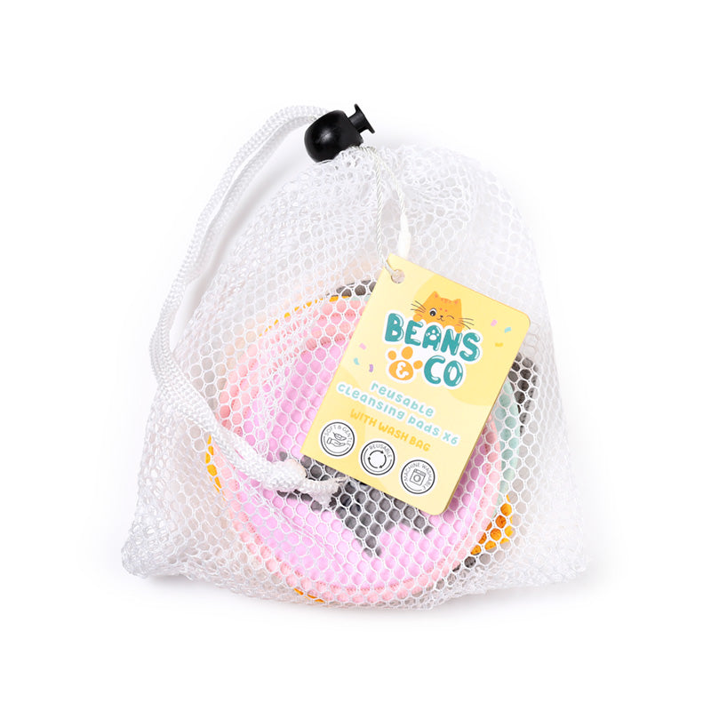 Set of 6 Beans & Co Cats Reusable Cleansing Pads CPAD02